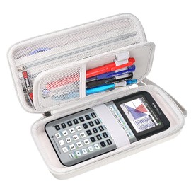 FBLFOBELI Hard Case for Texas Instruments TI-84 Plus CE/TI-84 Plus/TI-83 Plus/fx-9750GIII Color Graphing Calculator, Mesh Pocket for Pens, Cables and Other Accessories (Case Only) (Gray)