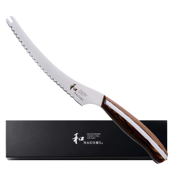 [NAGOMI] 5 inch Serrated Cheese Knife - Made in Seki, Japan - Blade in 440A and Comfortable Pakkawood Handle - Japanese Sharp Knife