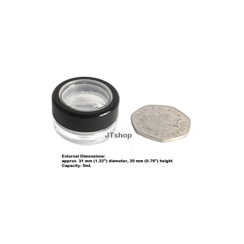 5mL THICK WALL Empty Small Plastic SIFTER JAR with Black