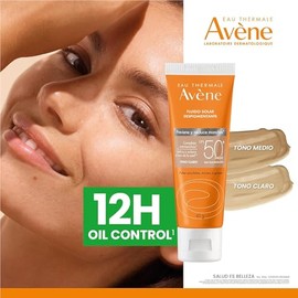 Avene Protector Solar Facial Dermatológico con Color FPS50+, Despigmentante con Oil Control y Acción Antimanchas para Piel Mixta, Grasa y Sensible, To