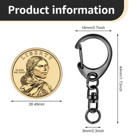 Roctee 50 Pcs Key Clasps Kit Metallic Black, Swivel Keychain Clip Lanyard Snap Hook, Lobster Claw Clasp Key Chain for DIY Crafts