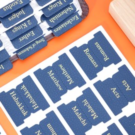 XKDOUS Leather Bible Tabs, Blue Bible Tabs for Men Women, Gold Bible Book Tabs, 66 Bible Tabs for Old and New Testament, Additional 9 Tabs (Navy Blue)