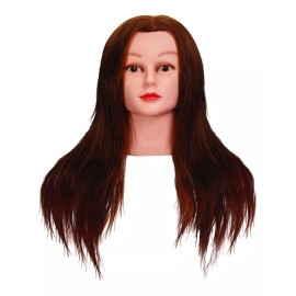 Letmex Cabezote Cabello Natural Castaño Oscuro 18 Pulgadas Para Pra
