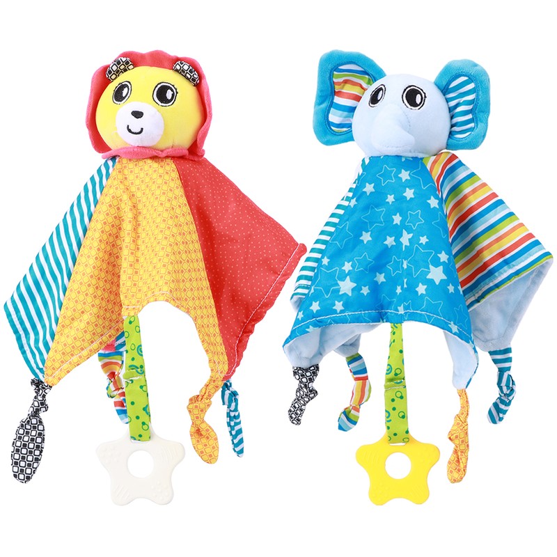 2pcs Infant Soft Cartoon Animal Appease Towel Teether Baby Soothing