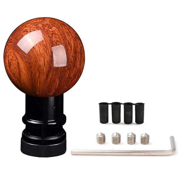 XhuangTech Wood Grain Car Gear Knob, Round Ball Aluminium Car