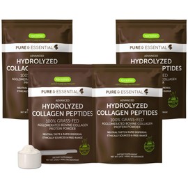 Igennus 100% Grass Fed Bovine Collagen Protein Powder, Highest Grade Hydrolyzed Collagen Peptides Types 1, 2 & 3, for Women & Men, Non-GMO, Free Range, Clean Label, Easy Mix, 4 x 40 Servings