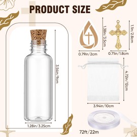 Havawish 30 Pack Holy Bottles Catholic Bulk Plastic Wishing Container with Gold Cross 50 ml Cork Stopper Glass Bottles for Church Wedding Catholic Christian Water Bottle Gift