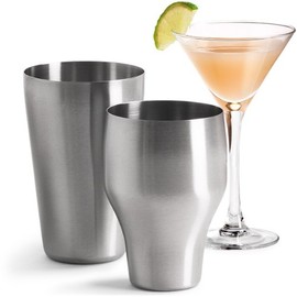 bar@drinkstuff French Cocktail Shaker 2 Piece Cocktail Shaker | Brushed Stainless Steel Cocktail Shaker, Boston Cocktail Shaker