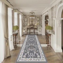 Azadx Runner Rug Washable Kitchen Runners 2'x 10' Runner Rug for Entryway Indoor Floral Soft Non-Slip Carpet Runners for Hallways, Kitchen, Laundry, Bedroom, Bathroom