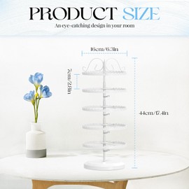 MODOWEY 5 Tier Metal Rotating Earring Holder Organizer Stand Adjustable Display Tree Rack for Women Girl, 400 Holes and Grooves Large Storage for Stud Dangle Hoop, Perfect Fit for Small Space(White)