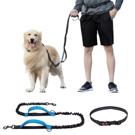 Letics Dog Leash Leash Wrap Hands Free Running Walking Long Large Medium Dog Small Dog Elastic Hand Bug (Black & Blue)