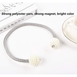 RIJAHO Magnetic Curtain Tiebacks, 2 Pieces Clips Rope Holdbacks Curtain Weaving Holder Buckles For Home Office Decorative (Grey)