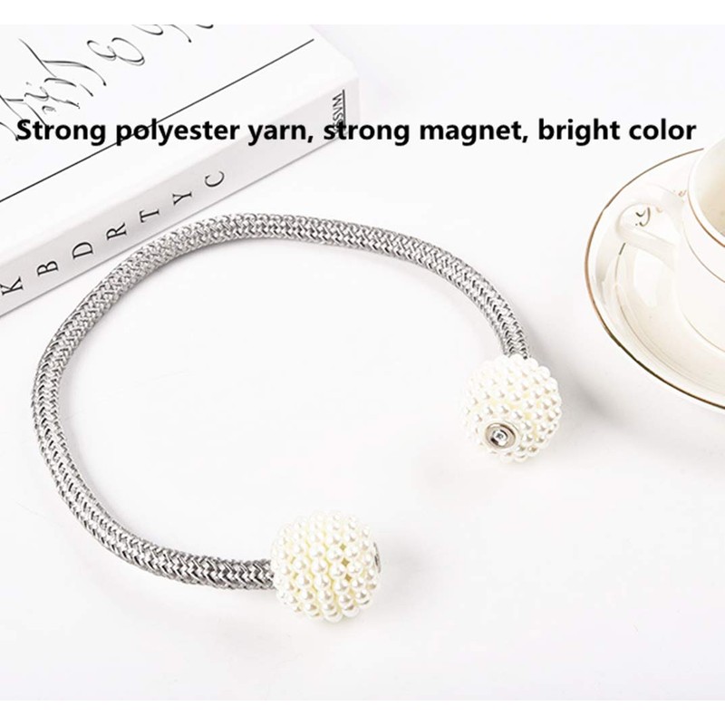 RIJAHO Magnetic Curtain Tiebacks, 2 Pieces Clips Rope Holdbacks Curtain