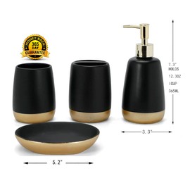 Black Bathroom Accessories Set Gold Bathroom Accessory Set,Toothbrush Holder soap Dispenser soap Dish Tumble Cup for Bathroom Decor Wedding Gift(Gold)