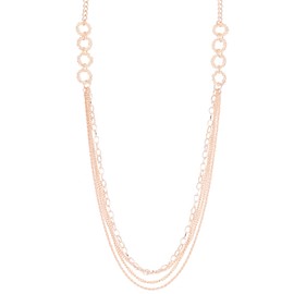 FULU AUTUMN Long Gold/Silver Chain Layered Necklace for Women Boho Multi-strand Rope Chains Statement Collar Necklace Silver Jewelry Gift(34-Rose gold)