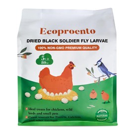 Auciccoo Ecoproento Dried Black Soldier Fly Larvae 5 LBS - 85X More Calcium Than Mealworms - 100% Natural Non-GMO BSF Larvae - Treats for Chicken, Duck, Wild Bird, Turtle