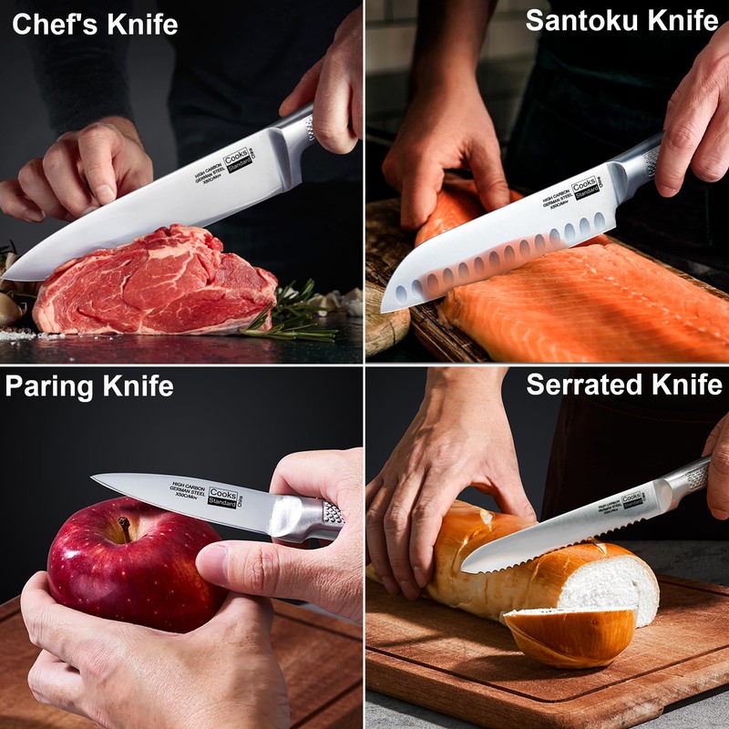 Cooks Standard Kitchen Knife Set with Block 6-Piece, Stainless Steel