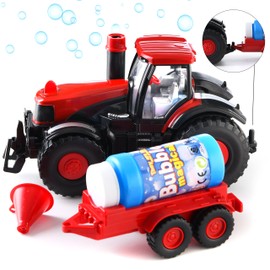 Prextex Bump & Go Bubble Blowing Farm Tractor Truck with Lights Sounds and Action Fun Toy and Gift for Kids