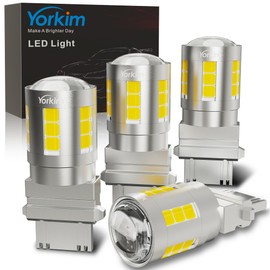 Yorkim 3157 LED Bulb White, 6500K high brightness 3156 led bulb with projector 3057 3056 3457 4157 bulb led Replacement Lamp for Turn Signal Reverse Brake Tail Lights or Day Running Light, pack of 4