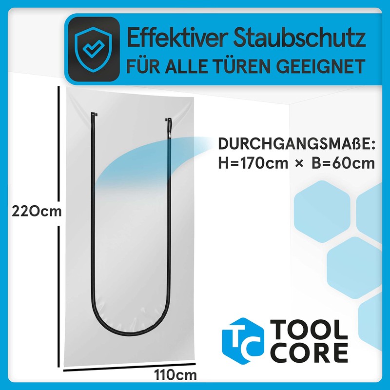 Toolcore® Dust Protection Door with Zip, 1.10 x 2.20 m,