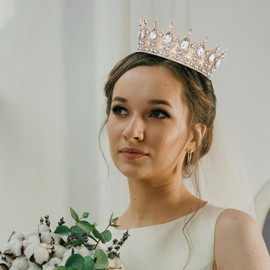 TOVINANNA Rhinestone Crystal Tiara for Women: Vintage Queen Crown Baroque Princess Tiara, Sparkling Wedding Crown Hair Accessories for Bride, Single Evenings, Graduations, Birthday Party, 15 cm