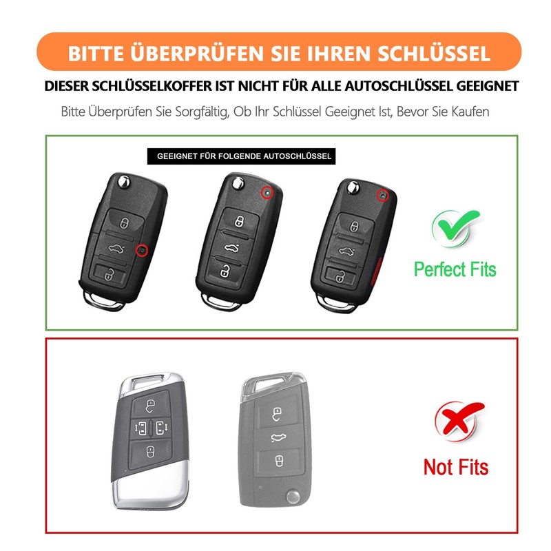 QBUC Car Key Case for VW, TPU Dustproof Key Box,