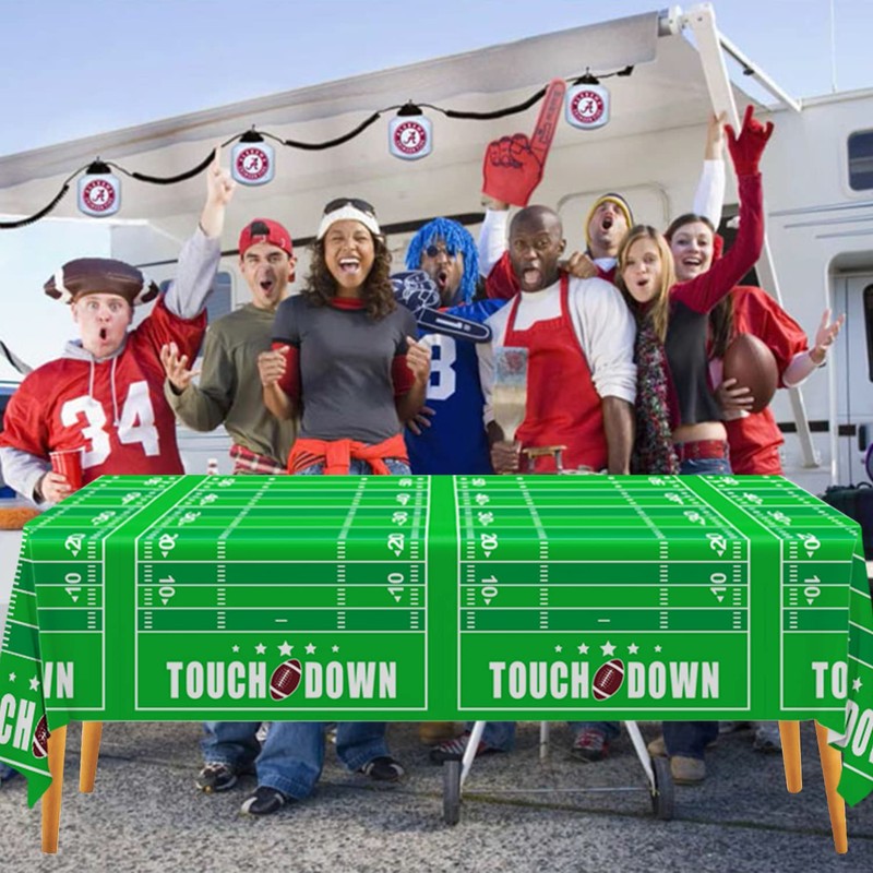 Gatherfun Football Theme Party Disposable Tablecloth Plastic Touchdown Table Cover