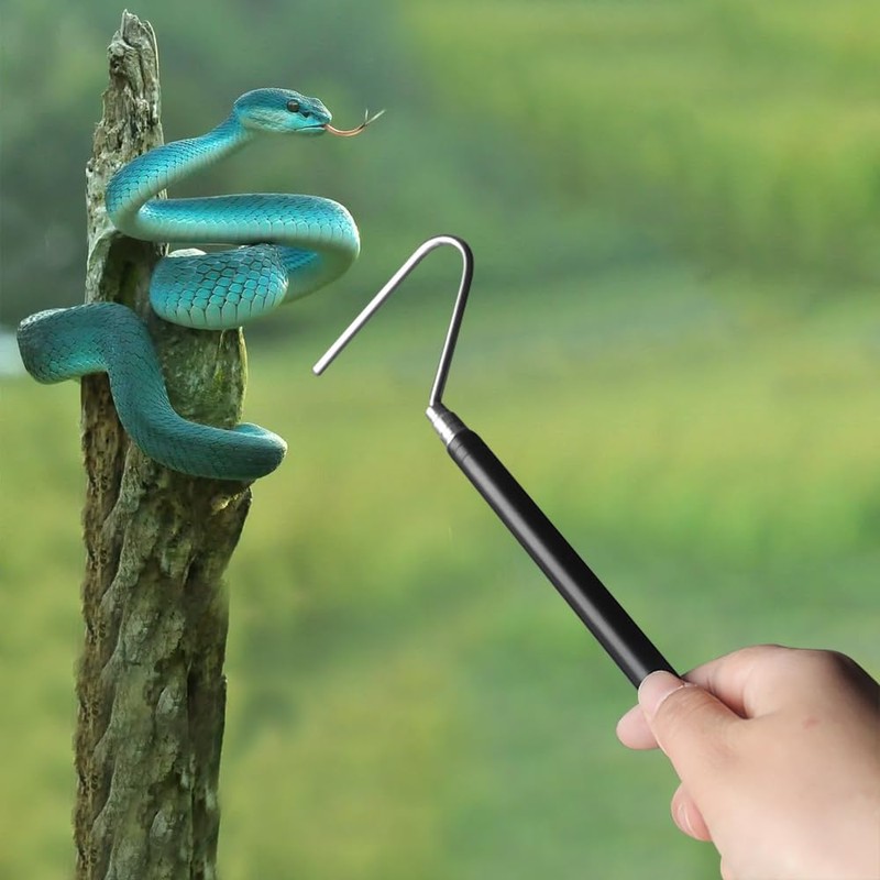 27" Stainless Steel Snake Hook,Retractable Grappling Tool for Reptiles &
