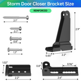 Yuleimy Reinforced Storm Door Closer Bracket Kit, Security Screen Door Closer Replacement Parts Compatible with Andersen, Emco, Larson, Pella, 40201 Door Closers Repair, Black