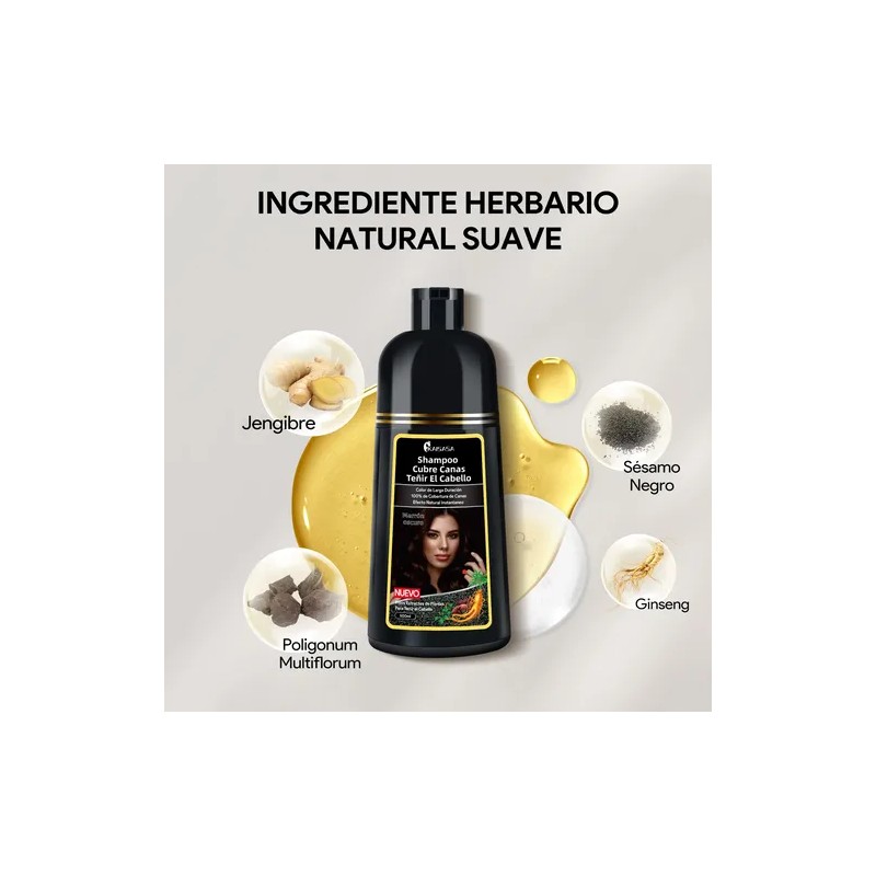 Shampoo Tinte Instantáneo Cubre Canas Natural Jengibre 500ml