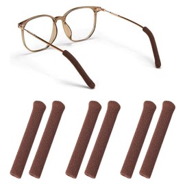Fusanwin Eyeglasses Ear Cushion, Upgrade Soft Knitting Cotton Fabric Glasses Ear Cushions Holder Grips, Anti-Slip Sleeve Retainer Eyeglasses Temple Tips, for Sunglasses Glasses Eyewear 3pairs Brown