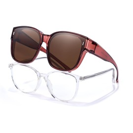 LVIOE Snap Shades Fit Over Sunglasses Solar Shields Wrap Around Over Glasses Sun Glasses Polarized UV400 Protection LS3091