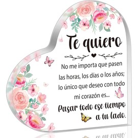 Spanish Dad Birthday Gifts - Regalos para Papa Heart  Plaque for Office Desk Decor Keepsake Paperweights Gifts for Dad in Spanish Christmas Father's Day Gifts for Dad from Daughter Son - Color: I Love You