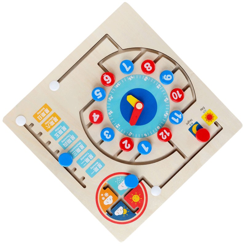 Teaching Clock Wooden Digital Matching Time Clock Educational Toys Early