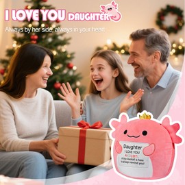 ZENLIV Daughter Gift from Mom Dad, Axolotl Plush Emotional Support Animal, Funny Cute Unique Gifts for Daughter, Inspirational Gifts I Love You Daughter, Birthday for Daughter（Axolotl）