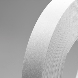 7/8" x 50' PVC White Roll Pre-Glued Edge Banding, Iron on Edge Band, Hot Melt Adhesive, Furniture Edge Tape, PVC Edging for Easy Furniture Restoration, Rough Surface, Based in USA