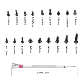 woshilaoDS 500 Pcs Small Replacement Screws, M1.2/M1.4/M2.0 Black Tiny Micro Laptop Computer Electronic Assortment Kit, Glasses Watches Hard Drive SSD Repair Screws, with Screwdriver