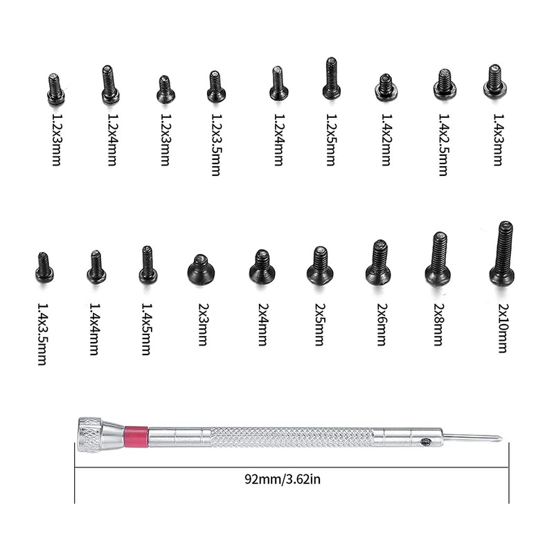 woshilaoDS 500 Pcs Small Replacement Screws, M1.2/M1.4/M2.0 Black Tiny Micro