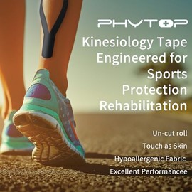 Black Physio Tape Kinesiology Tape for Knee, Shoulder, Ankle, Feet Support, Perfect Medical Tape for Sport Injury and Physical Therapy, 2 Pack