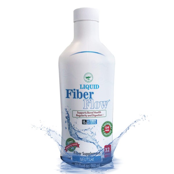Liquid Fiber Flow Sugar-Free Prebiotic Inulin Fiber Supplement – All Natural Bowel Regularity Drink for Healthy Intestinal Balance (Liquid)