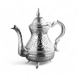 Alisveristime Decorative Zamac Pitcher - Elegant Ornamental Teapot for Home Decor (Gold & Silver) (Silver, Medium)