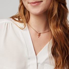 Annie Oak Womens 316L Stainless Steel 18k Rose Gold Geometric Parrot Princess Length Necklace