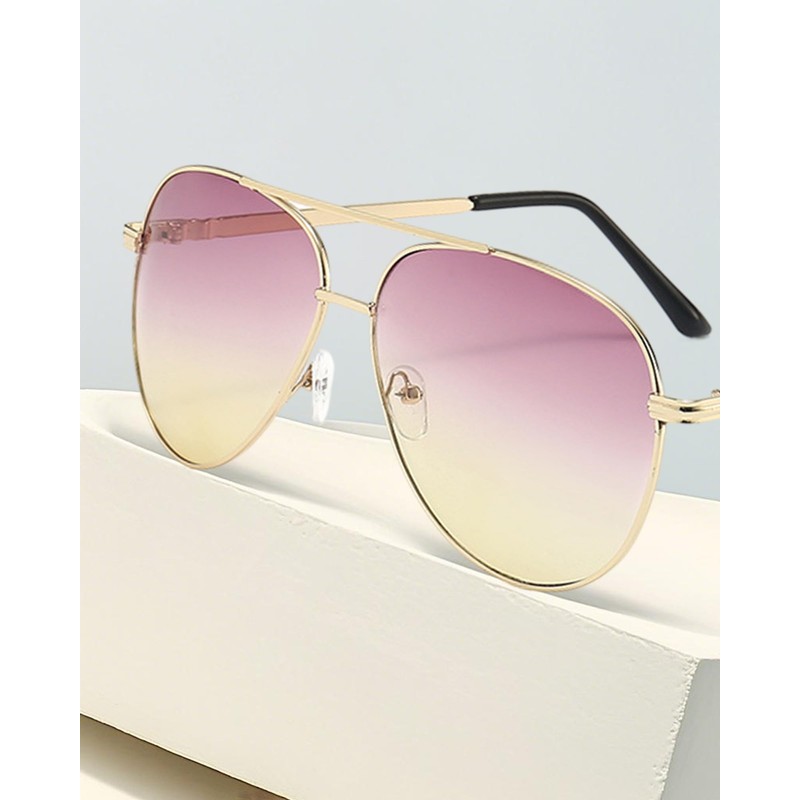 TODREMOU Sunglasses Retro Men's Glasses Sunglasses Pilot, Purple Yellow