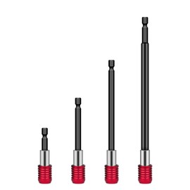 4 Pcs Red Drill Bit Extension Set, 1/4 Inch Magnetic Drill Extension Bit Holder, Quick Release Impact Driver Drill Extension, CR-V Steel, for Screws, Nuts,Drill Bits