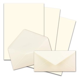 A4 Writing Paper Sets with DIN Long Envelopes, Wet Seal, Natural White, Matte Writing Paper with Envelopes 50 FarbenFroh by GUSTAV NEUSER