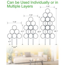 6 Pack Small Trellis for Potted Plants, 15.7 Inch Stackable Garden Trellis for Indoor Climbing Plants, Houseplant Metal Wire Trellis Plant Support Stake for Ivy Vines (Black)