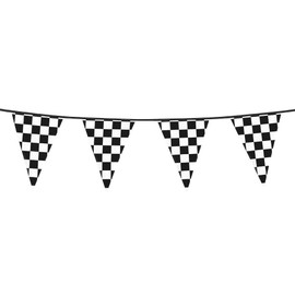 Boland Racing Black and White Chequed Bunting 6M Length Party Decoration Motor Racing Chequered Flag Kids Birthday Banner Flag Size 30cm x 20cm