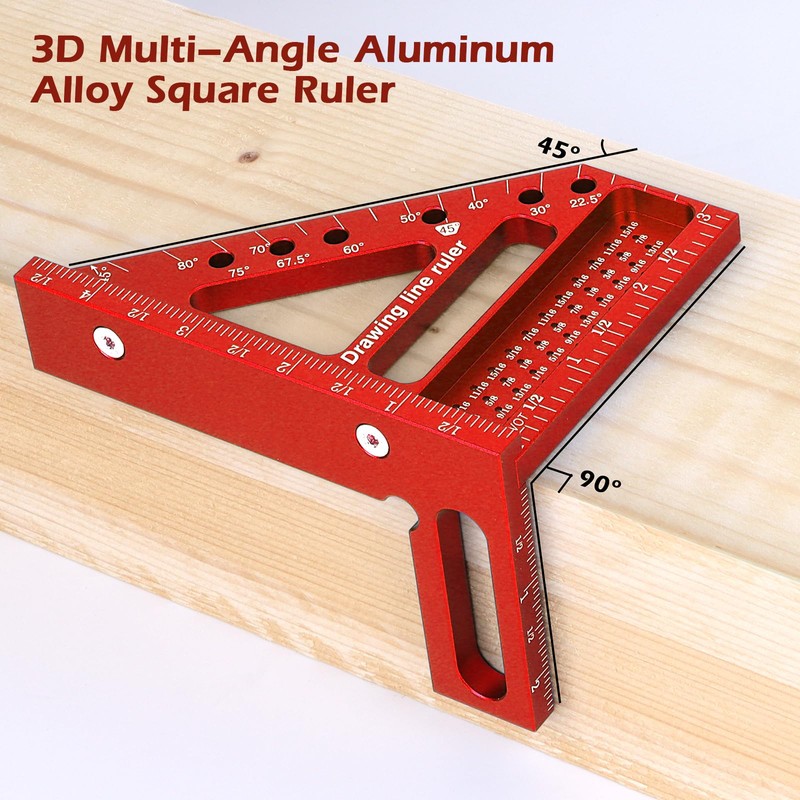Aiwons 3D Multi-Angle Measuring Ruler -Precision Woodworking 3D Square Protractor