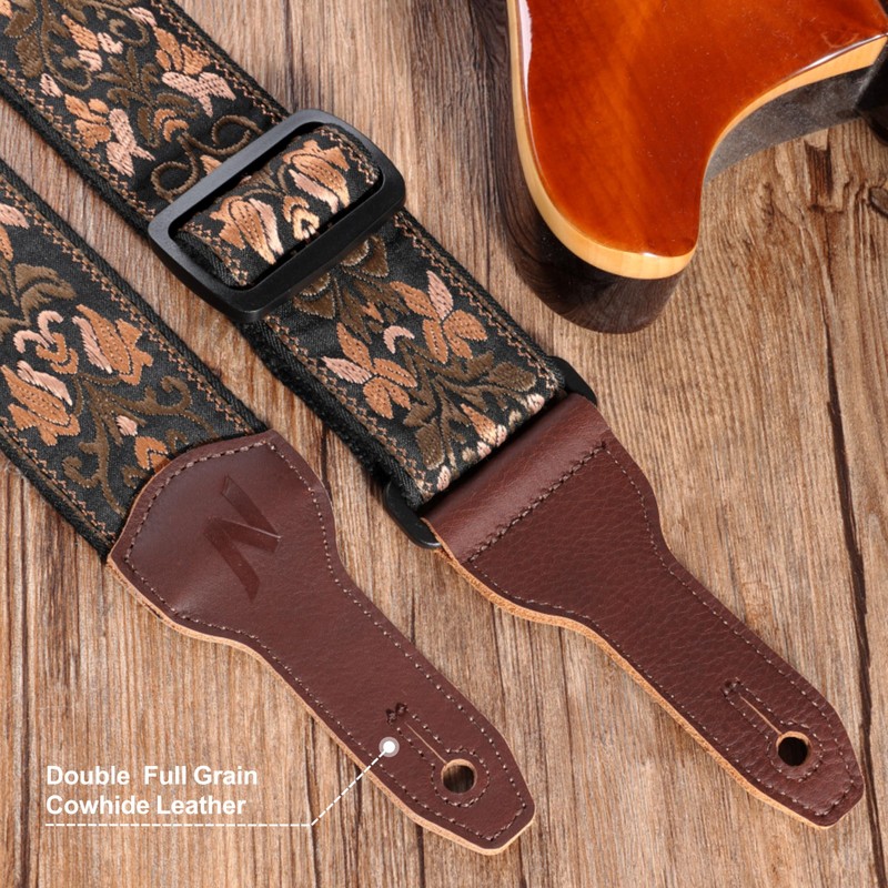 Nefelibata Banjo Strap, 2"Wide Full Grain Cowhide Guitar Strap Adjustable