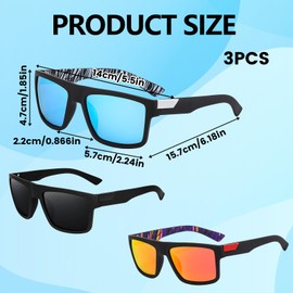 3 Pcs Polarised Sunglasses, Sunglasses Men and Women, Fashion Eyewear, Sun Glasses Polarised, For Outdoors Sports Driving Golf Fishing Camping (Black Orange Blue)
